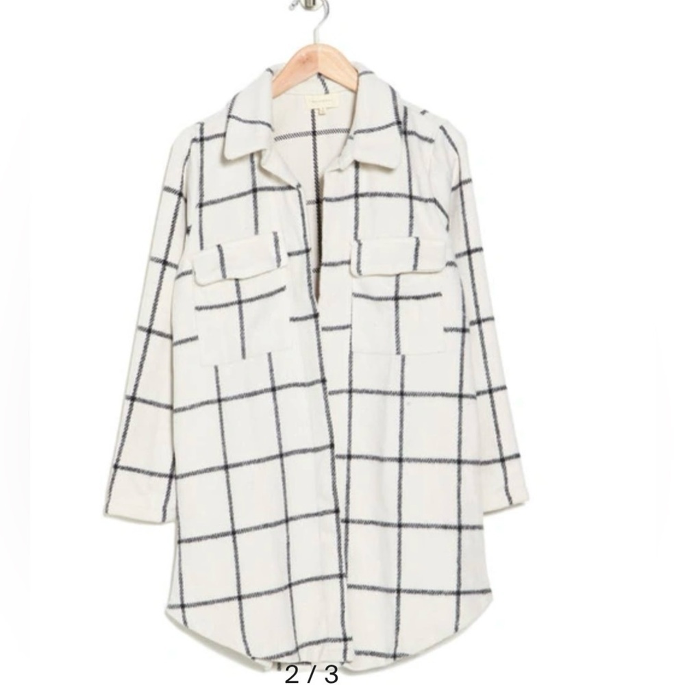 Melloday plaid long line shacket size2X - Picture 2 of 13
